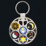 The Unitarian Universalist Church Rockford, IL Keychain<br><div class="desc">The Rehnberg Memorial Window was created by Rockford, Illinois artist, Frank Houtkamp in 1974 for the Unitarian Universalist Church in Rockford, on commission from the family of Axel F. Rehnberg (1883-1966), an inventor and co-founder of the Rehnberg-Jacobsen Manufacturing Co. Symbols beginning on Top and proceeding counter clockwise: Celtic Cross –Christianity...</div>