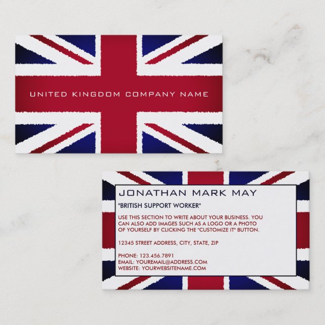 The United Kingdom Flag, Torn Effect, British Business Card (Front/Back)