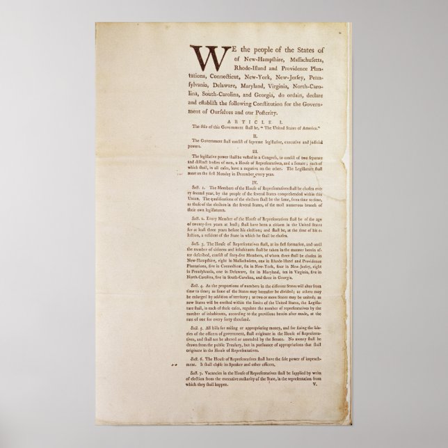 The United States Constitution, 1787 Poster (Front)