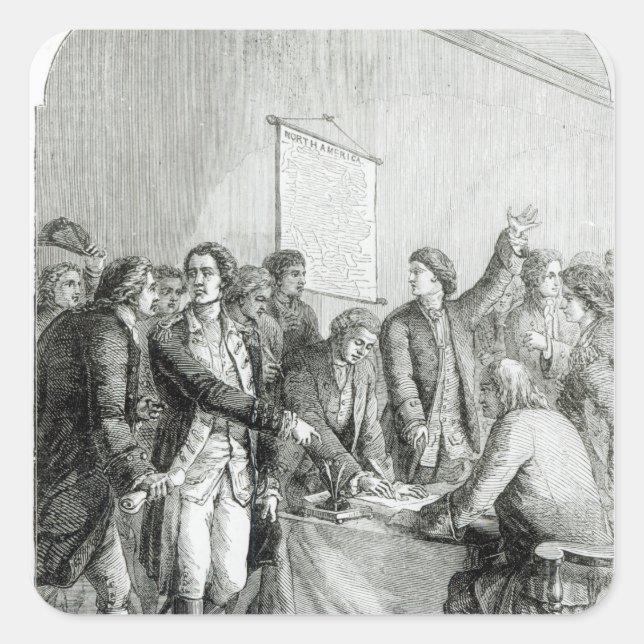 The United States Declaration of Independence Square Sticker (Front)