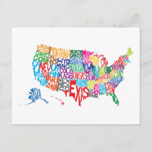 The United States in Names Postcard