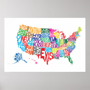 The United States in Names Poster