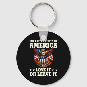 The united states of america love or leave eagle keychain
