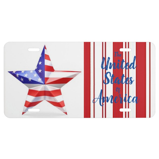 The United States of America W/Star License Plate (Front)
