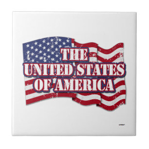 The United States of America with flag distressed Ceramic Tile