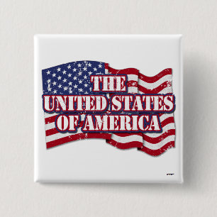 The United States of America with flag distressed Pinback Button