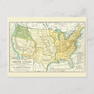 The United States - Vintage Map 1791 - 1891 Postcard