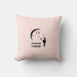 The Universal Language Pink Throw Pillow