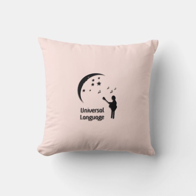 The Universal Language Pink Throw Pillow (Front)