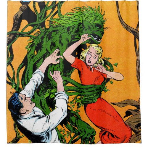 The Unknown Green Swamp Monster Vintage Comics  Shower Curtain