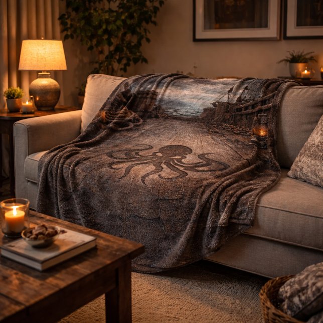 The Unmanned Deck — Pirate Ship Scene Fleece Blanket (Creator Uploaded)