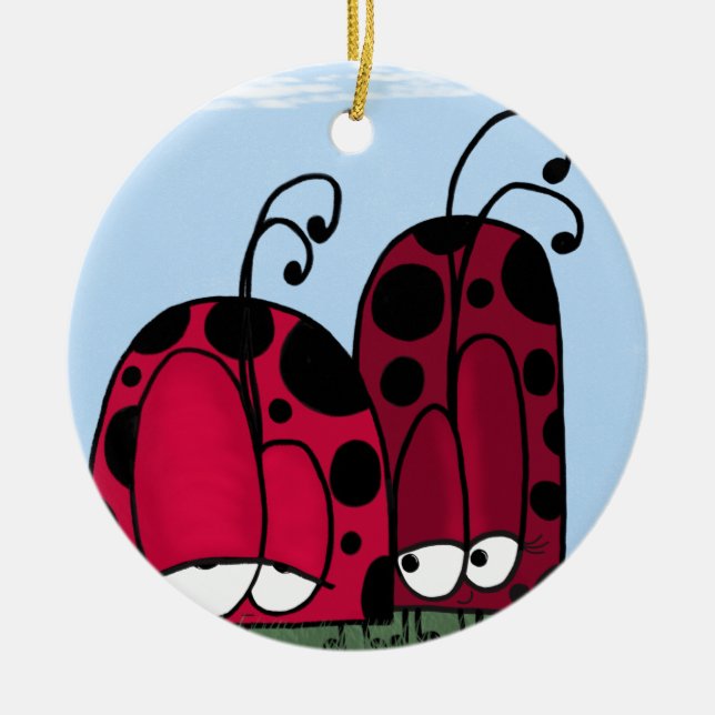 The Unrequited Love Ladybug Illustration Ceramic Ornament (Front)