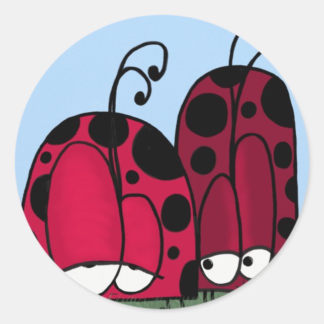 The Unrequited Love Ladybug Illustration Classic Round Sticker (Front)