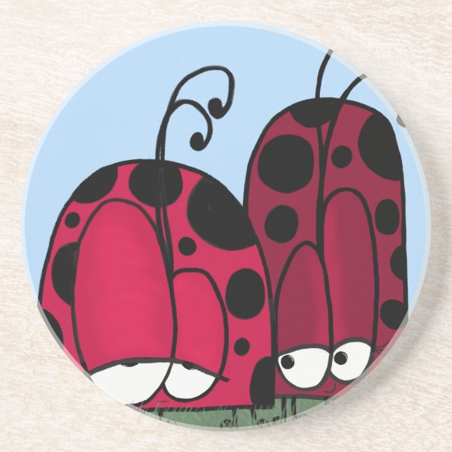 The Unrequited Love Ladybug Illustration Drink Coaster (Front)