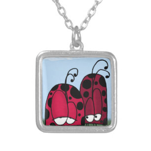 The Unrequited Love Ladybug Illustration Silver Plated Necklace