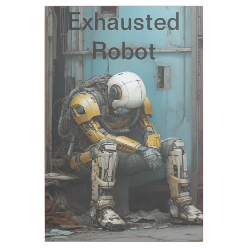 The Unyielding Spirit Exhausted Robot Wooden Wall Gallery Wrap