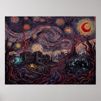 The Upside Down Starry Night Hawkins Poster