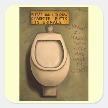 The Urinal Square Sticker by paintingmaniac at Zazzle