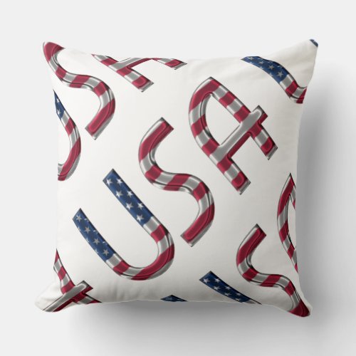 The USA American Flag Colors Typography Souvenir Throw Pillow