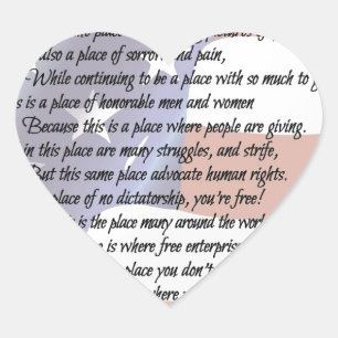 The USA Flag Poetry Art Poster Heart Sticker
