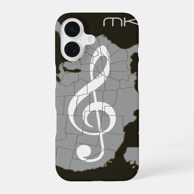 The USA map with a treble clef Iphone Case (Back)
