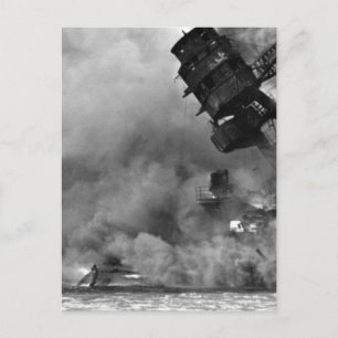 The USS ARIZONA burning after the_War Image Postcard
