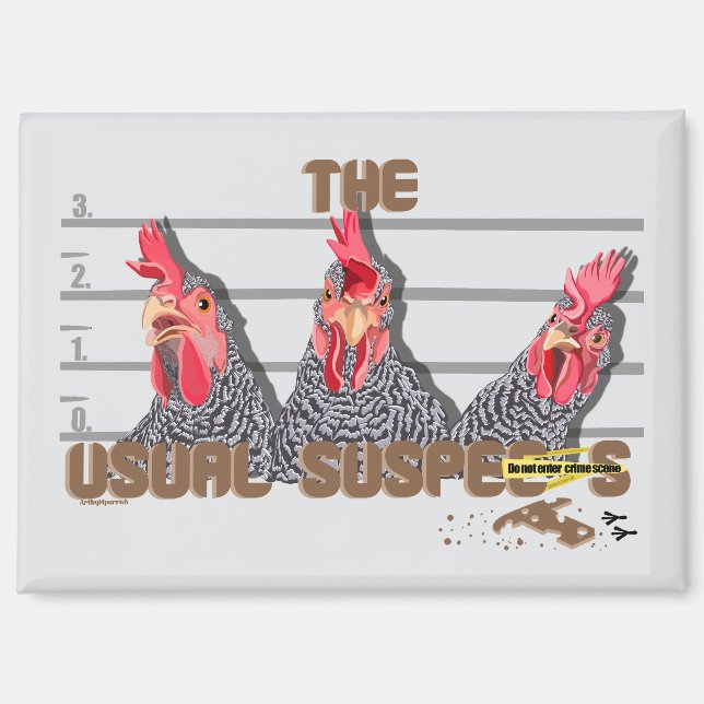 The usual CHICKEN suspects—Barred Rock Hens Magnet (Front)