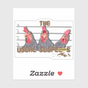 The usual CHICKEN suspects—Barred Rock Hens Sticker