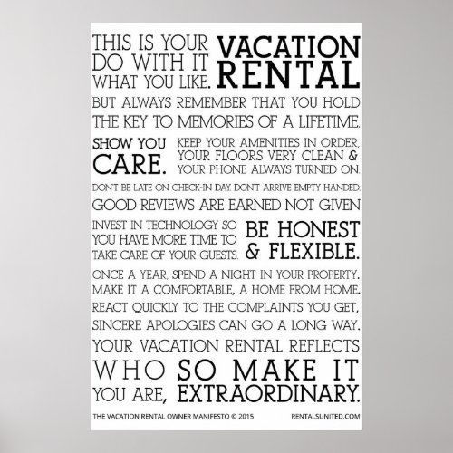 The Vacation Rental Owner Manifesto Poster
