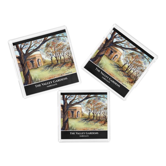 The Valley Gardens Harrogate by Farida Greenfield Acrylic Tray (Set)