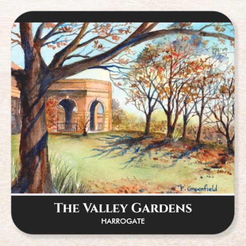 The Valley Gardens Harrogate by Farida Greenfield Square Paper Coaster