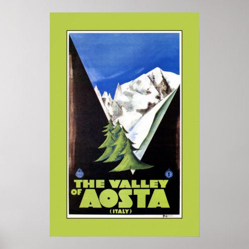 The Valley of Aosta Italy Alps travel poster