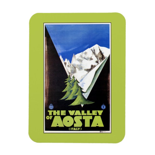 The Valley of Aosta Italy Alps travel poster Magnet (Vertical)