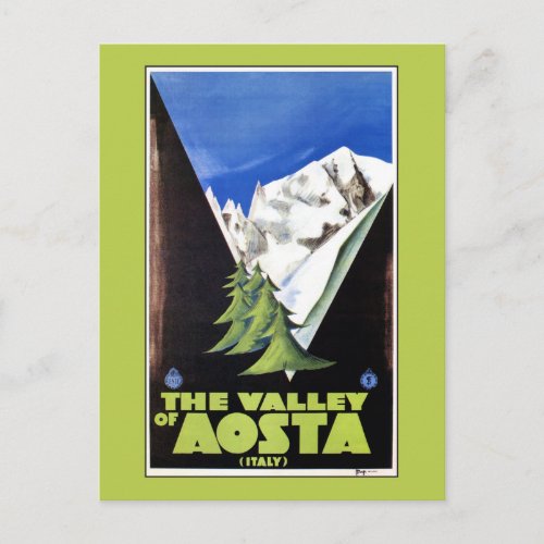 The Valley of Aosta Italy Alps travel poster Postcard