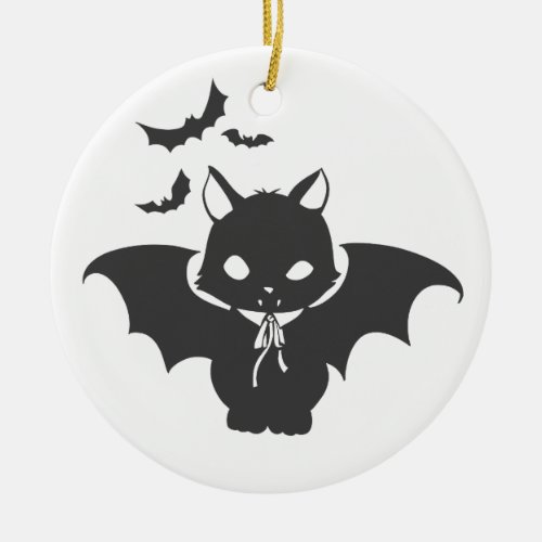 The vampire cat have canine _ Choose back color Ceramic Ornament