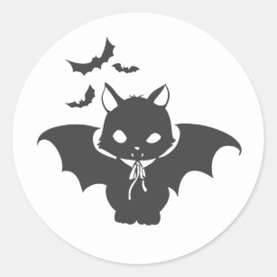 The vampire cat have canine - Choose back color Classic Round Sticker