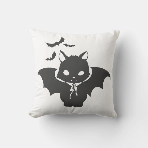 The vampire cat have canine _ Choose back color Throw Pillow