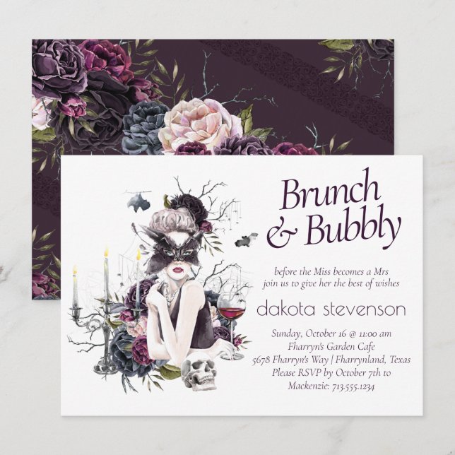 The Vampiress | Moody Gothic Glam Champagne Brunch Invitation (Front/Back)