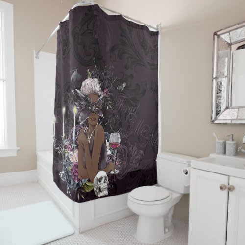 The Vampiress  Moody Gothic Vampy Glam Dark Skin Shower Curtain