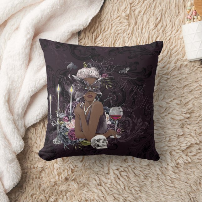 The Vampiress | Moody Gothic Vampy Glam Dark Skin Throw Pillow (Blanket)