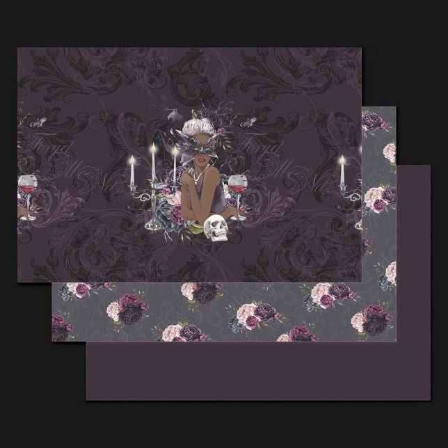 The Vampiress | Moody Gothic Vampy Glam Dark Skin Wrapping Paper Sheets (Creator Uploaded)