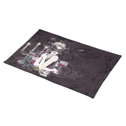 The Vampiress  Moody Gothic Vampy Glam Pale Skin Cloth Placemat