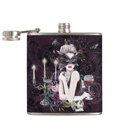 The Vampiress  Moody Gothic Vampy Glam Pale Skin Flask