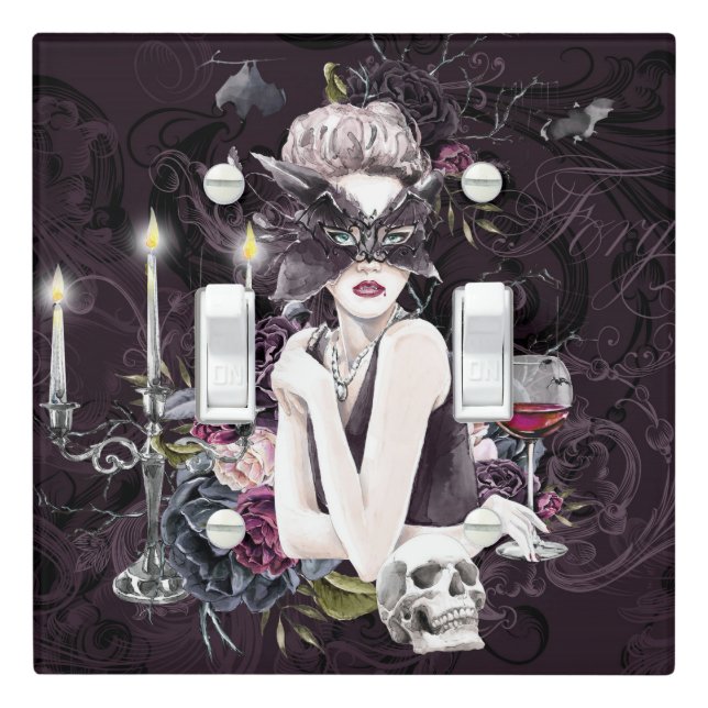 The Vampiress | Moody Gothic Vampy Glam Pale Skin Light Switch Cover (In Situ)