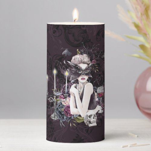 The Vampiress  Moody Gothic Vampy Glam Pale Skin Pillar Candle