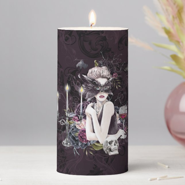 The Vampiress | Moody Gothic Vampy Glam Pale Skin Pillar Candle (In Situ)