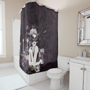 The Vampiress   Moody Gothic Vampy Glam Pale Skin Shower Curtain