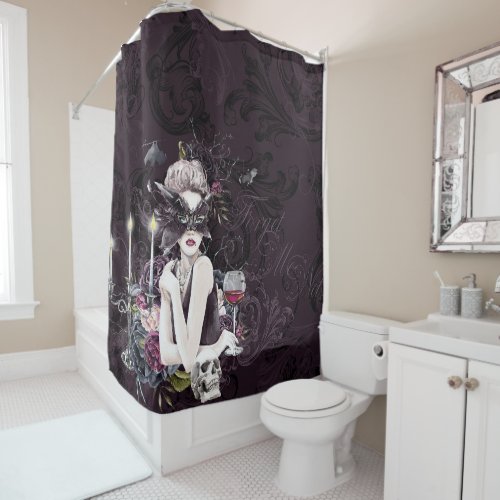 The Vampiress  Moody Gothic Vampy Glam Pale Skin Shower Curtain