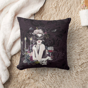The Vampiress Moody Gothic Vampy Glam Pale Skin Throw Pillow