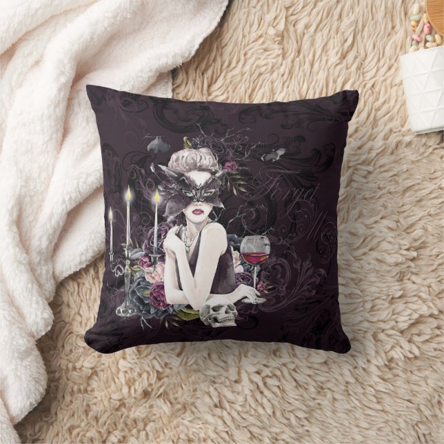 The Vampiress | Moody Gothic Vampy Glam Pale Skin Throw Pillow (Blanket)